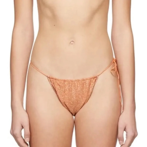 Oseree Metallic Orange Lumiere Bikini Swimsuit Bottoms Size L NWT - Picture 1 of 7